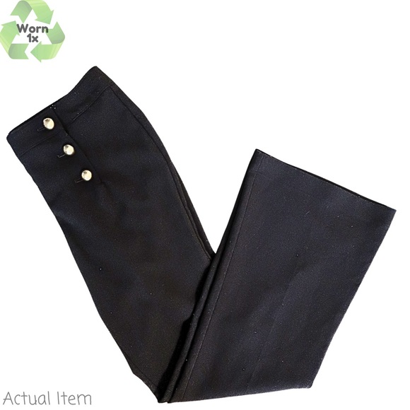 Express Sailor Trouser Black Pants Gold Button Detail Size 12 🖤 - Picture 2 of 4